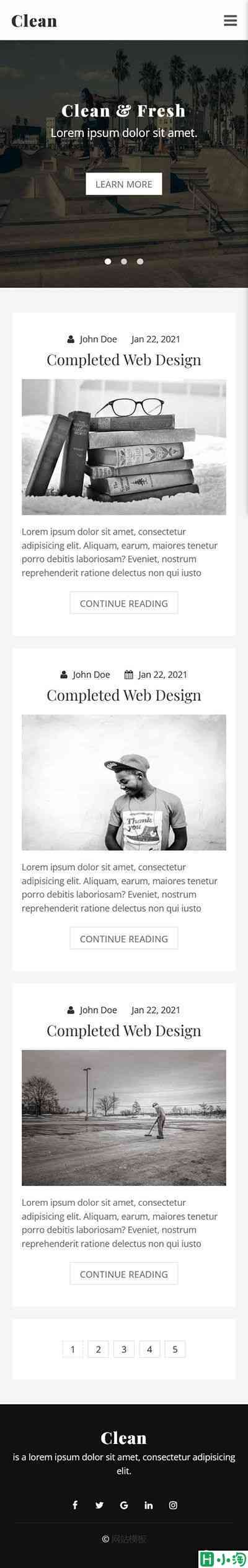 清新简洁手机博客模板-手机预览